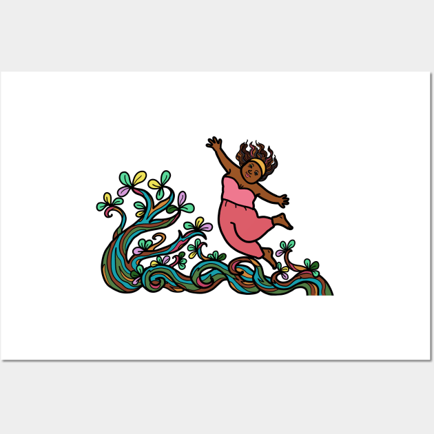 Happy cheerful black African woman. Mental health, wellness and relaxation in nature. Wall Art by Nalidsa
